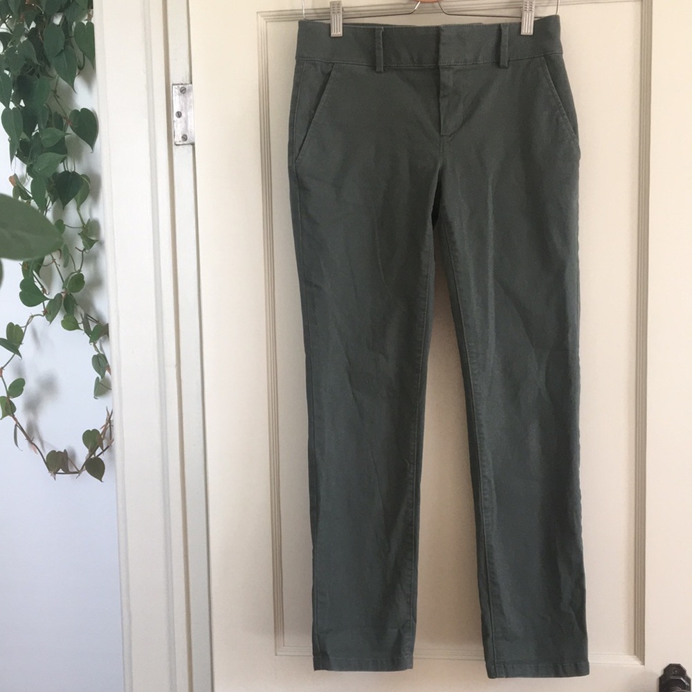 Loft Straight-Leg Khaki Green Pants, Size 2-4